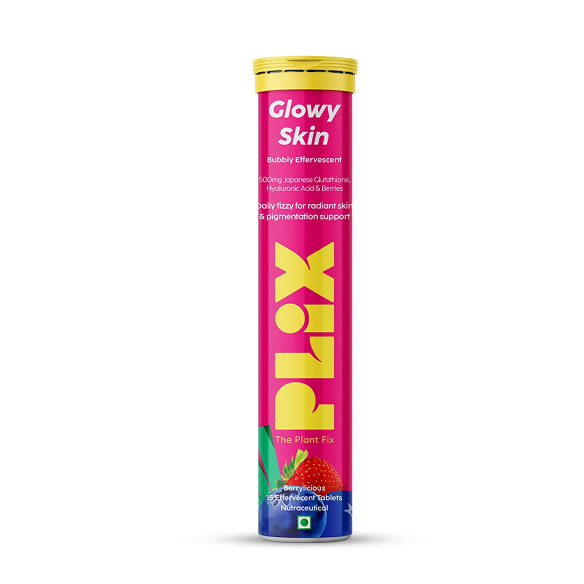 Plix Glowy Skin Effervescent Tablets with Vitamin C & Hyaluronic Acid - 15 Count