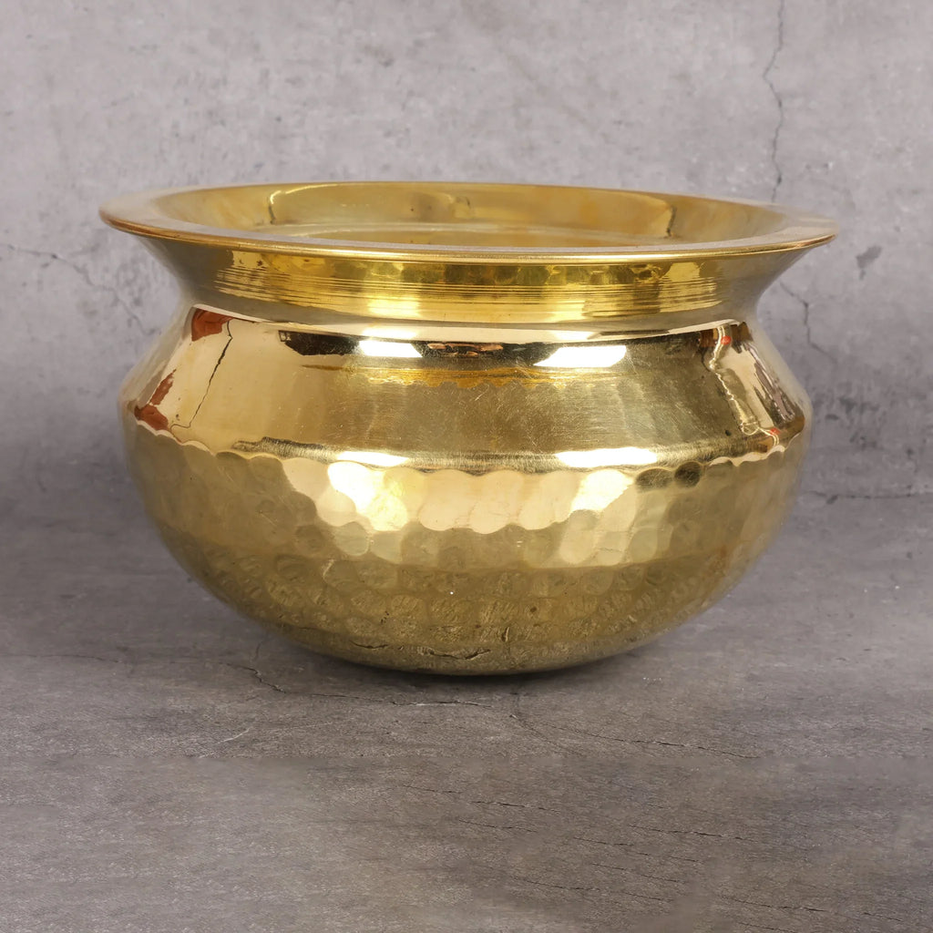 Copper Mart Artisanal Brass Sipri – Traditional Hammered Stew Pot