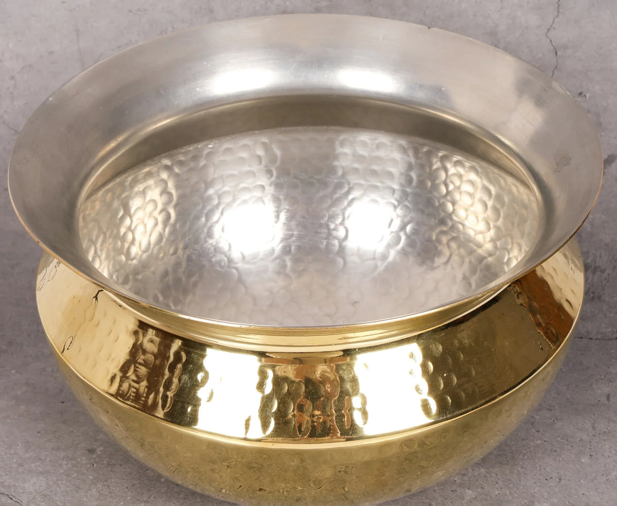 Copper Mart Artisanal Brass Sipri – Traditional Hammered Stew Pot