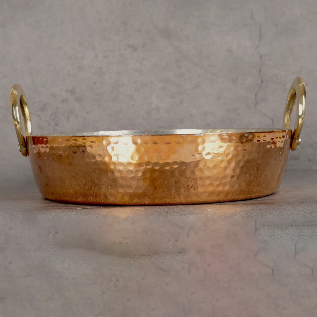 Copper Mart Hand-Hammered Copper Rondeau Griddle (Tavi) – Artisanal Crepe & Searing Pan, Solid Copper