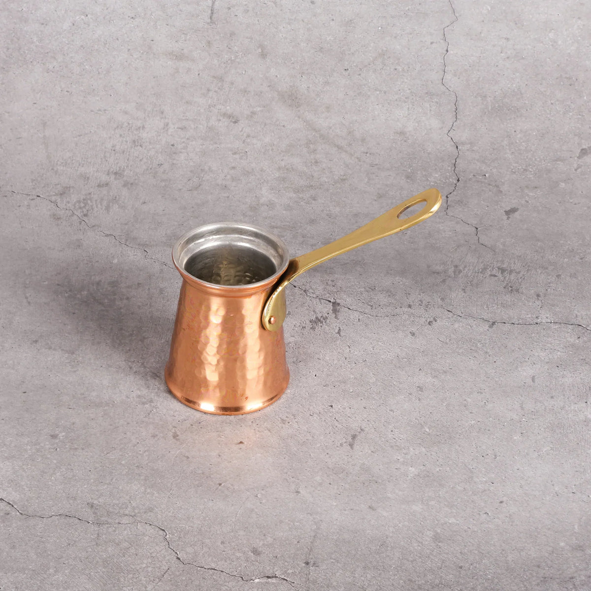 Copper Mart Copper Turkish Coffee Pot (Ibrik) – Hand-Hammered Cezve, Tin-Lined (Kalai), Solid Copper