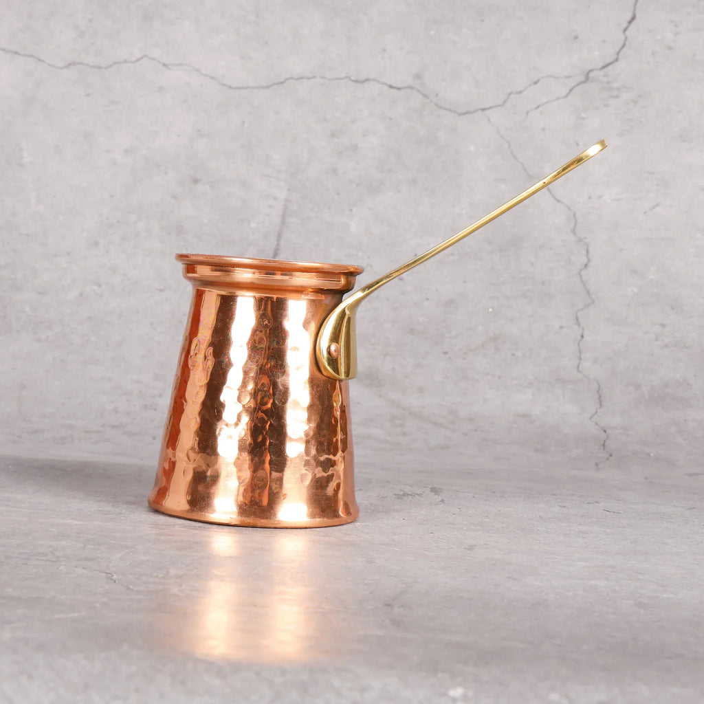 Copper Mart Copper Turkish Coffee Pot (Ibrik) – Hand-Hammered Cezve, Tin-Lined (Kalai), Solid Copper