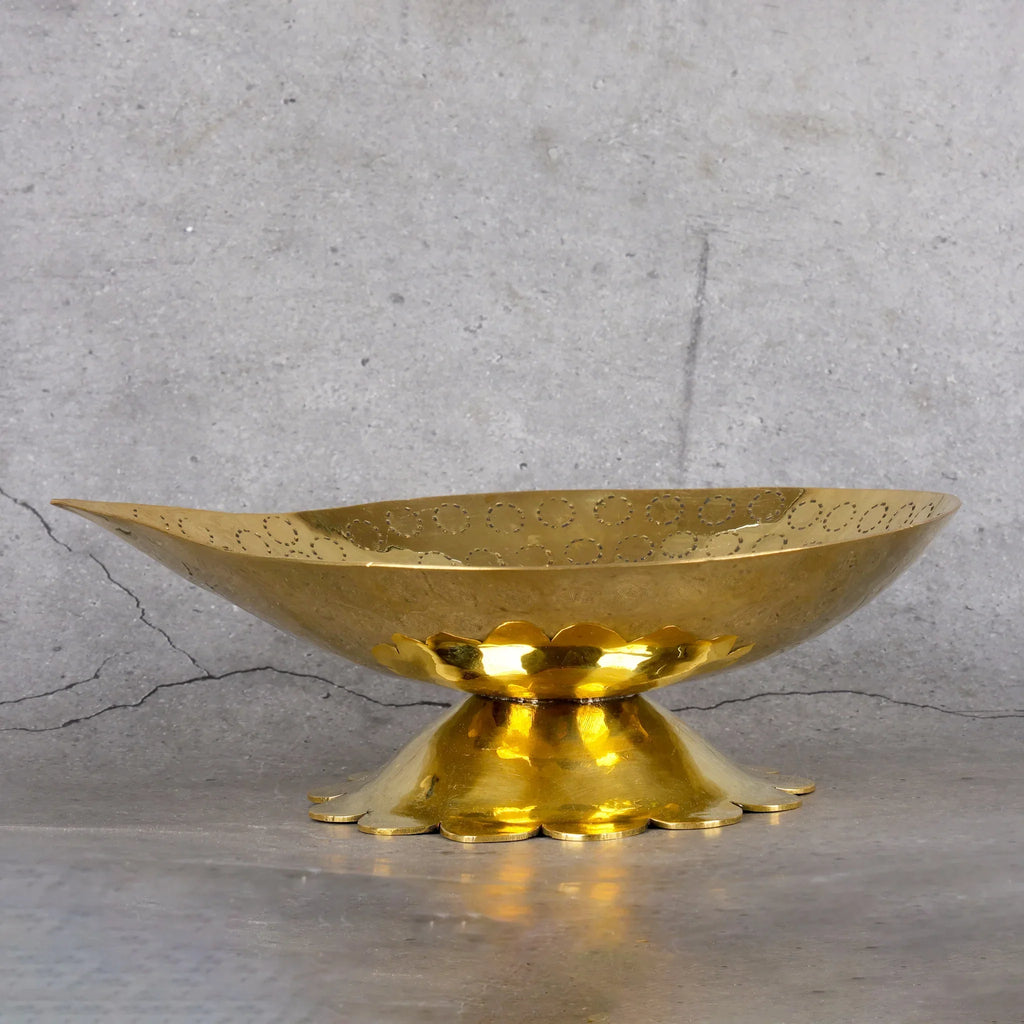 Copper Mart Brass Diya Lamp – Lotus Oil Lamp for Diwali, Puja & Meditation