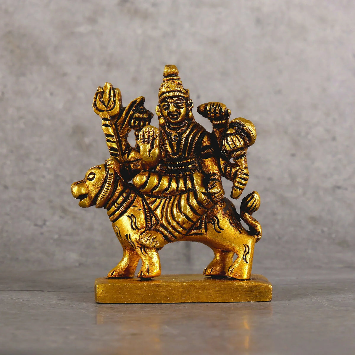 Copper Mart Sacred Brass Goddess Durga Idol with Stand – Divine Power Sculpture