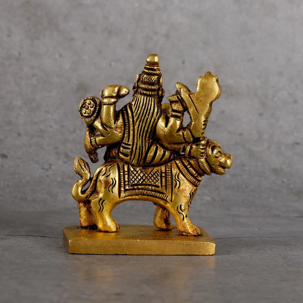 Copper Mart Sacred Brass Goddess Durga Idol with Stand – Divine Power Sculpture