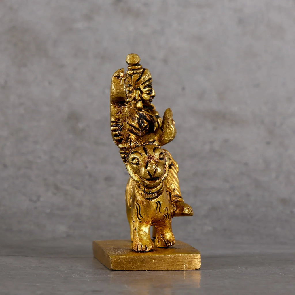 Copper Mart Sacred Brass Goddess Durga Idol with Stand – Divine Power Sculpture