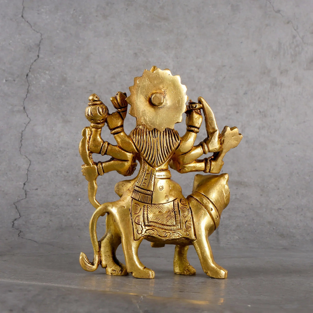 Copper Mart Sacred Brass Goddess Durga Statue – Sculpture of Divine Power & Protection