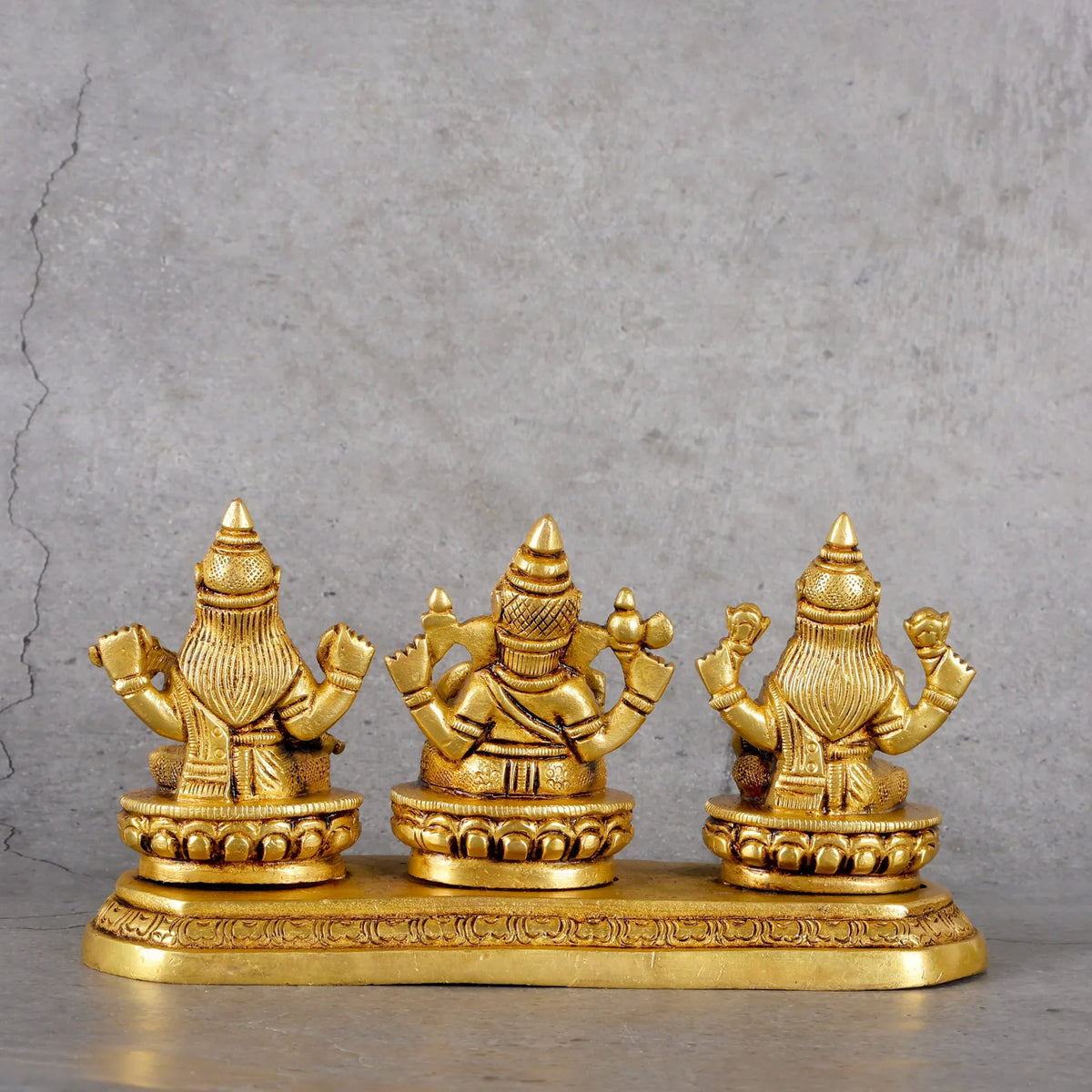Copper Mart Sacred Brass Ganesha-Laxmi-Saraswati Trinity – Divine Wisdom & Wealth