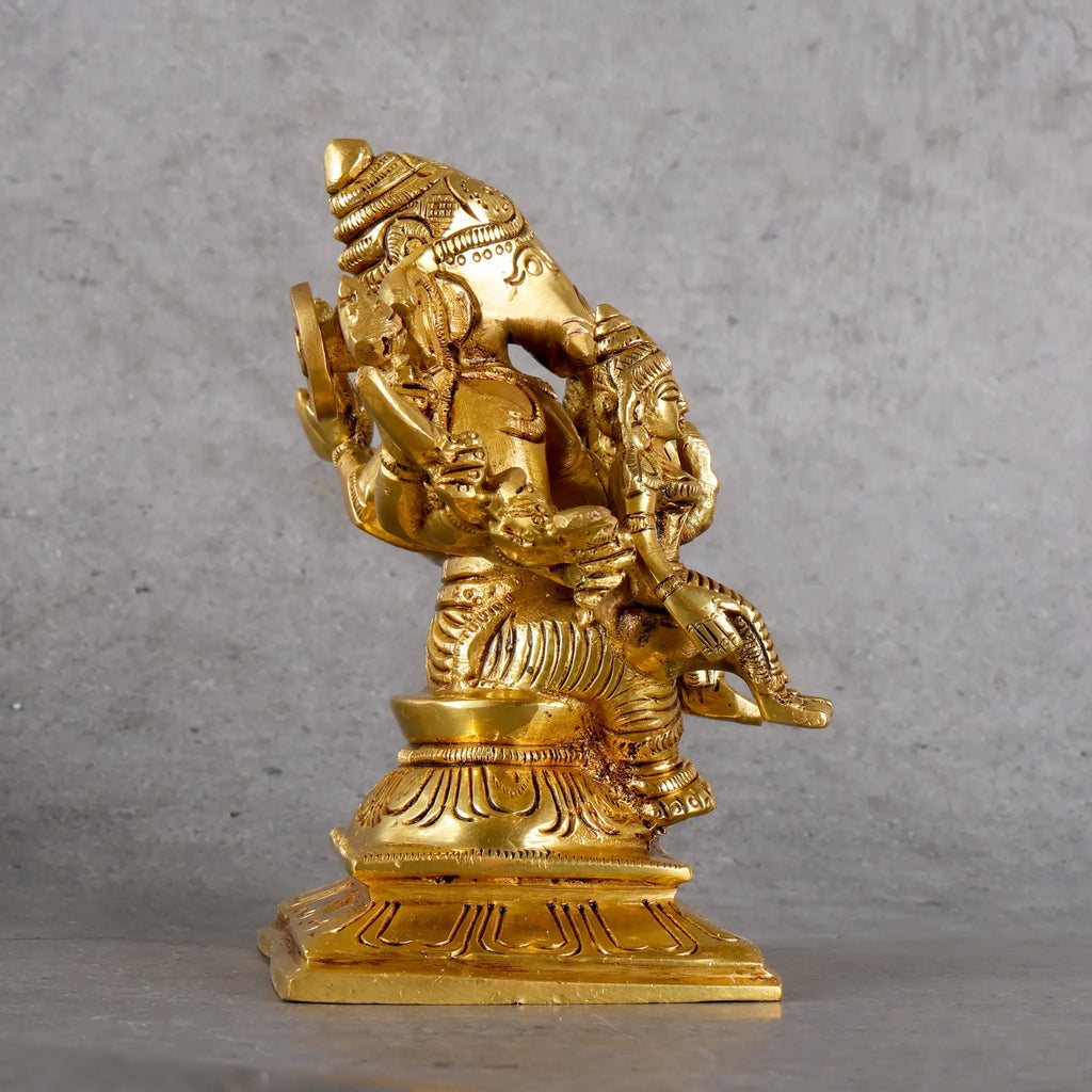 Copper Mart Sacred Brass Ganesha with Ridhi Sidhi Set – Prosperity & Wisdom Trinity