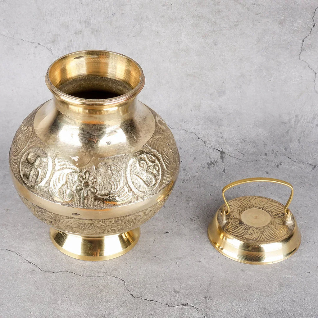 Copper Mart Sacred Brass Ganga Jali – Traditional Ritual Water Vessel