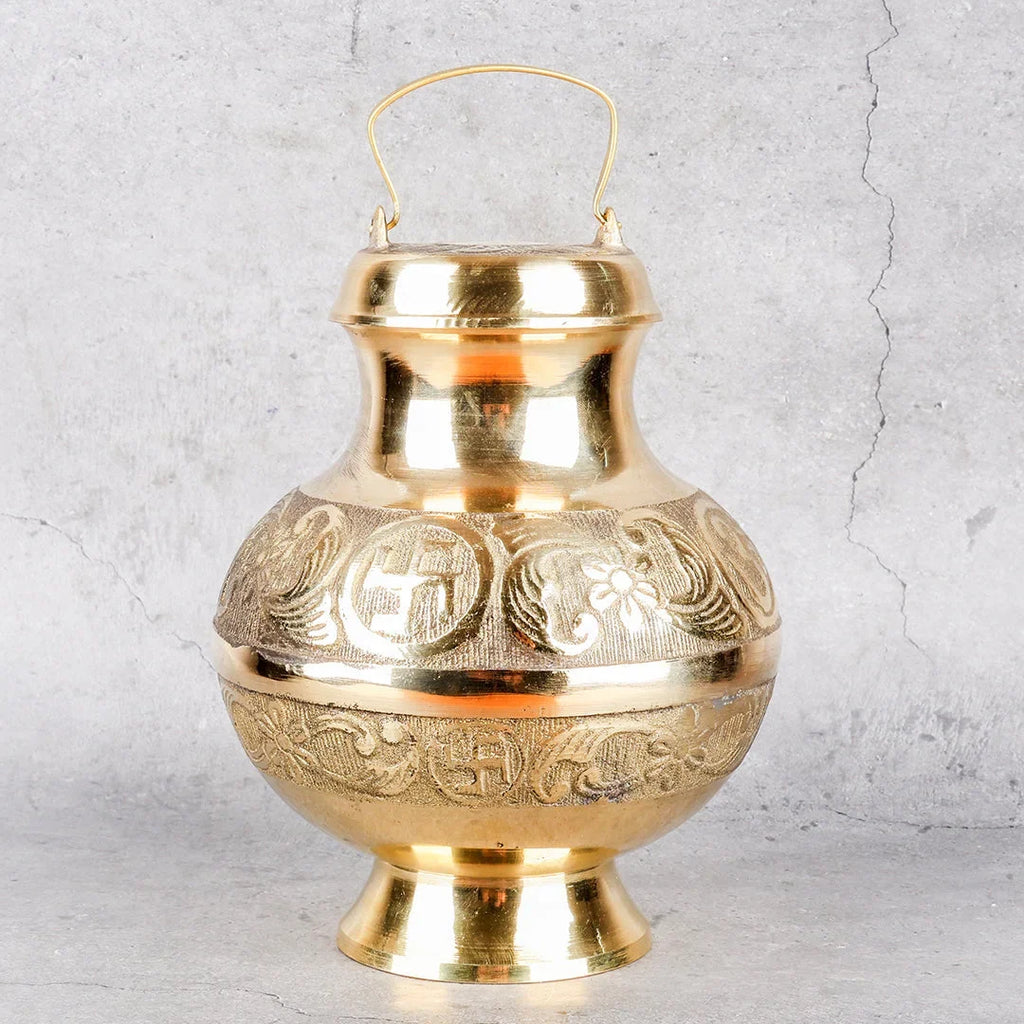 Copper Mart Sacred Brass Ganga Jali – Traditional Ritual Water Vessel