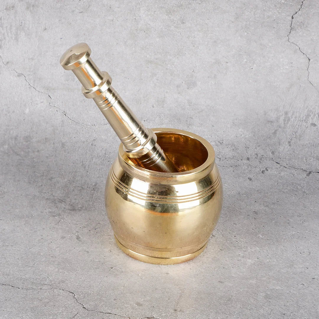Copper Mart The Kitchen Starter – Copper Skillet + Brass Mortar & Pestle + Ghee Pot