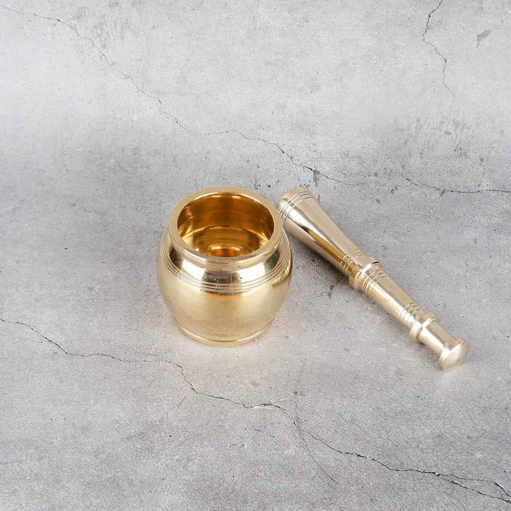 Copper Mart Brass Mortar and Pestle – Heavy-Duty Spice Grinder, 2.5 lb Solid Brass