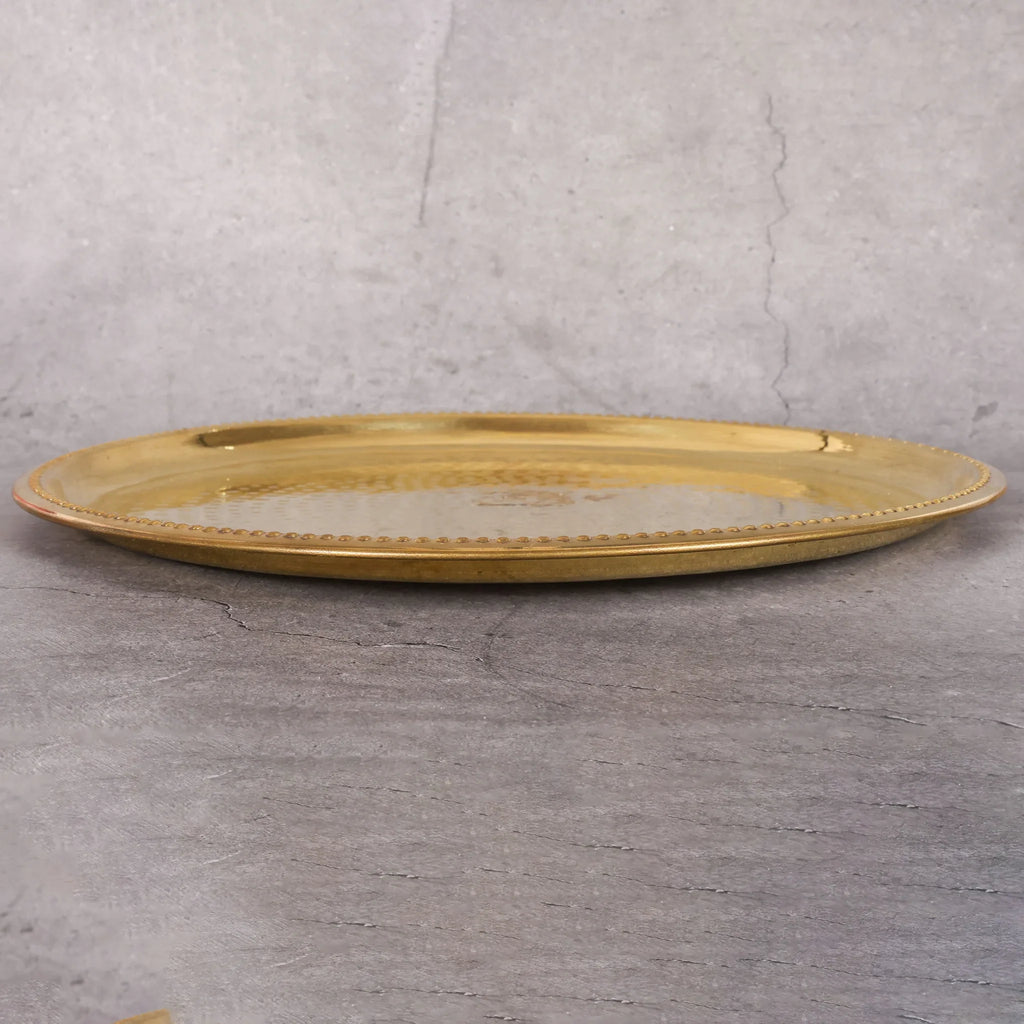 Copper Mart Brass Dinner Plate – Hand-Hammered Heritage Tableware, Tin-Lined (Kalai)