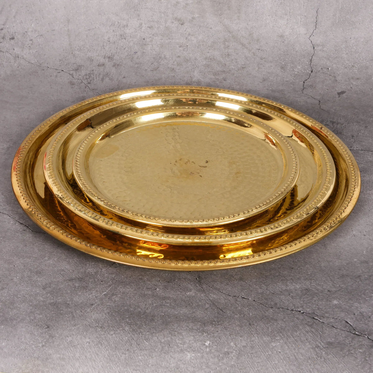 Copper Mart Brass Dinner Plate – Hand-Hammered Heritage Tableware, Tin-Lined (Kalai)