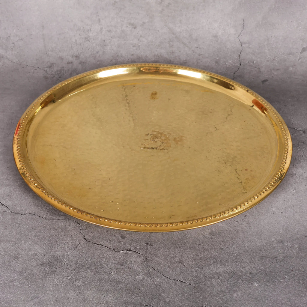 Copper Mart Brass Dinner Plate – Hand-Hammered Heritage Tableware, Tin-Lined (Kalai)