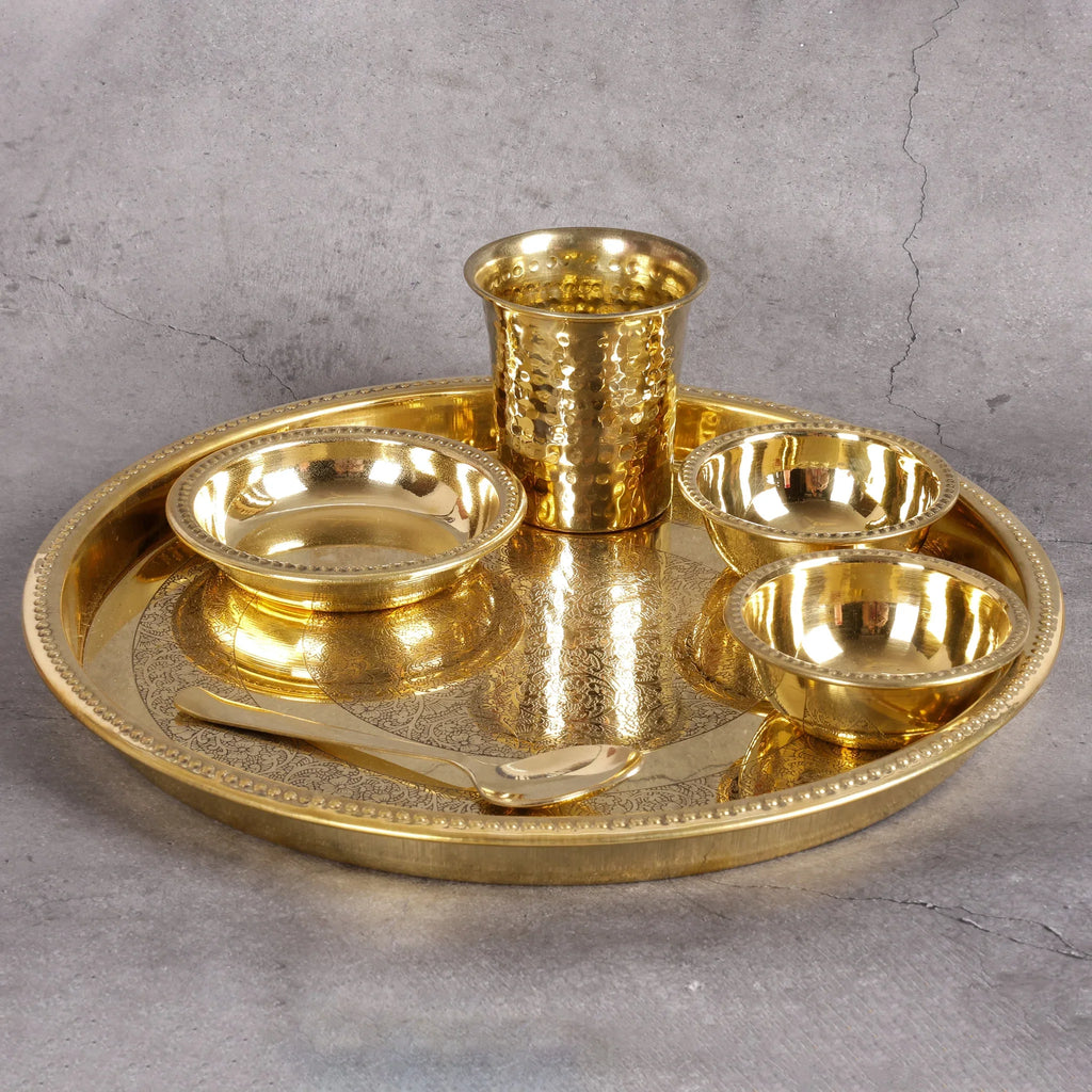Copper Mart Artisanal Brass Dinner Set (Dana) – 6-Piece Heritage Tableware