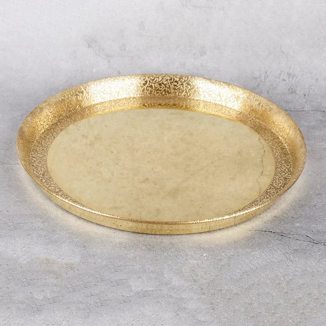 Copper Mart Brass Heritage Dining Set (Lily Motif) – 6-Piece Tableware Set