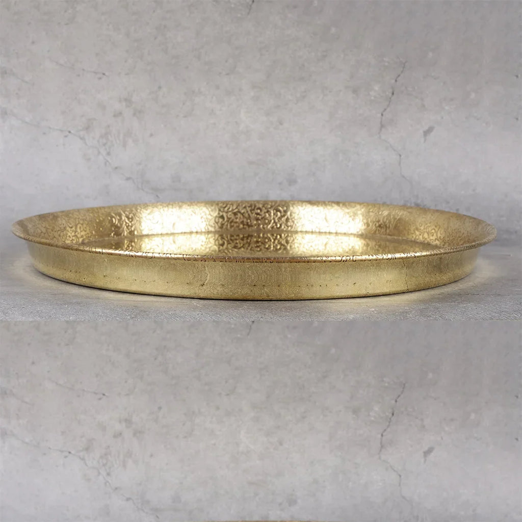 Copper Mart Brass Heritage Dining Set (Lily Motif) – 6-Piece Tableware Set
