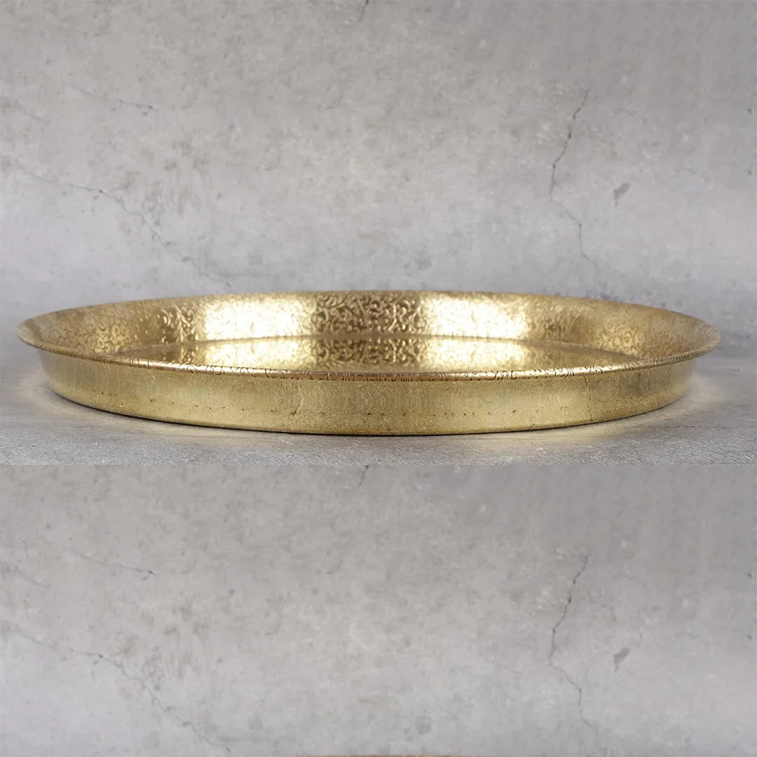 Copper Mart Brass Heritage Dining Set (Lily Motif) – 6-Piece Tableware Set