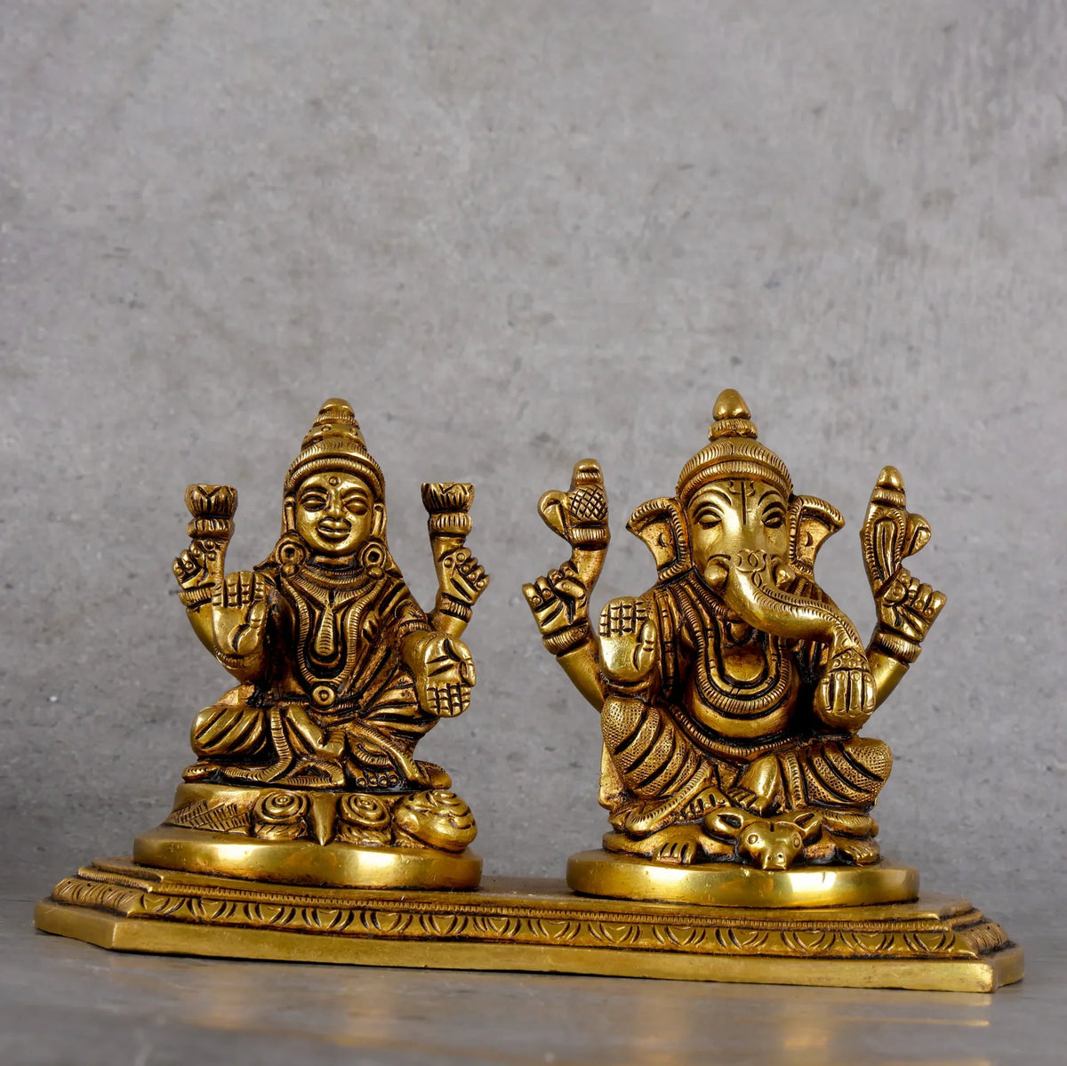 Copper Mart Sacred Brass Laxmi Ganesha Combined – Prosperity Deity Sculpture