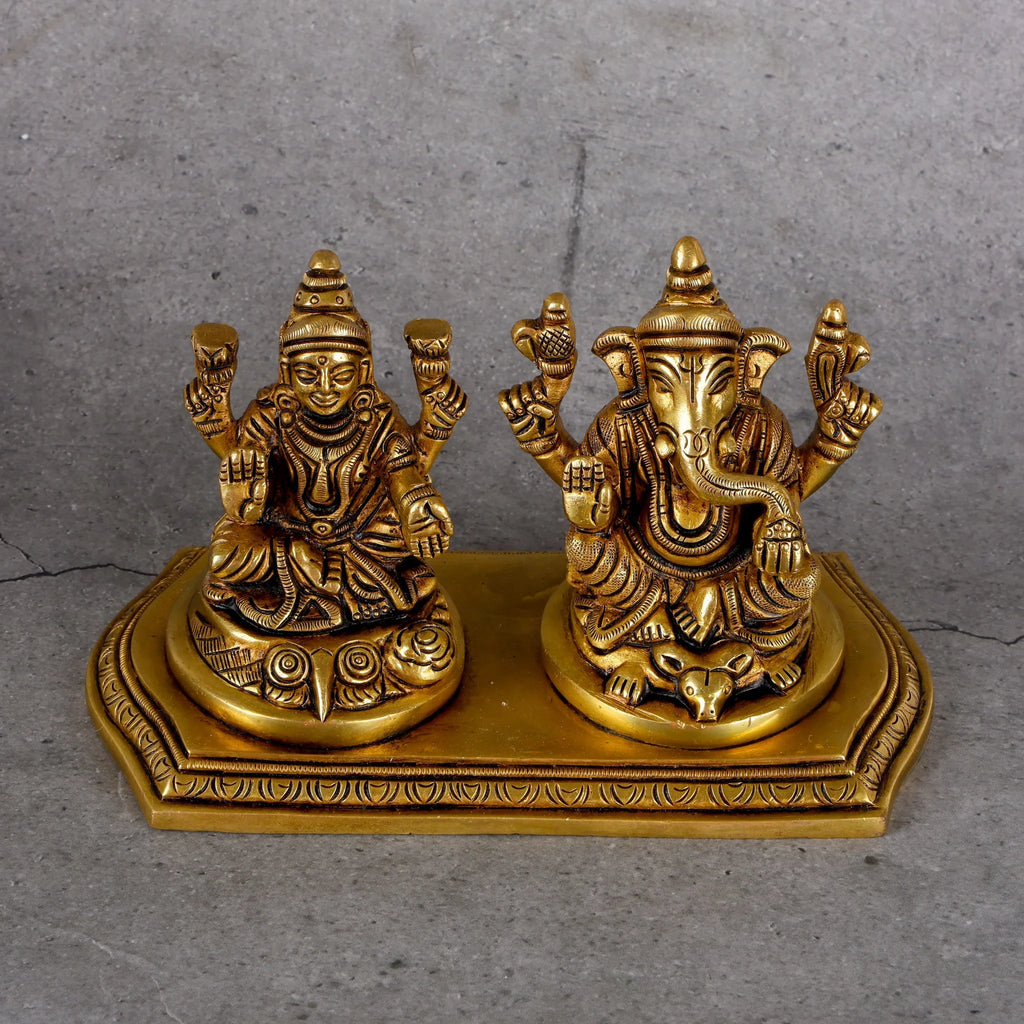 Copper Mart Sacred Brass Laxmi Ganesha Combined – Prosperity Deity Sculpture