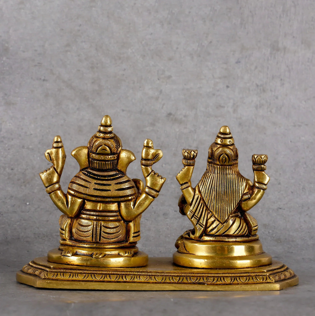 Copper Mart Sacred Brass Laxmi Ganesha Combined – Prosperity Deity Sculpture