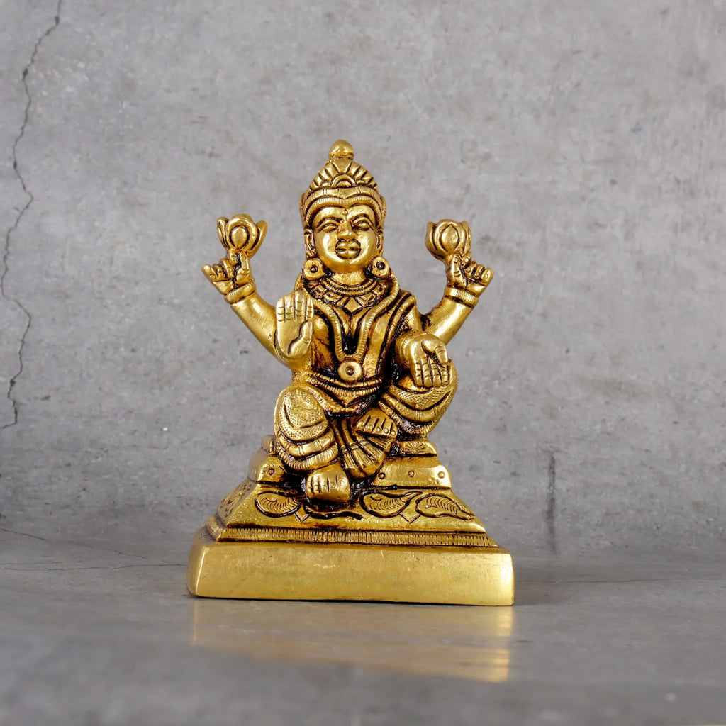 Copper Mart Sacred Brass Laxmi Statue – Goddess of Wealth & Prosperity