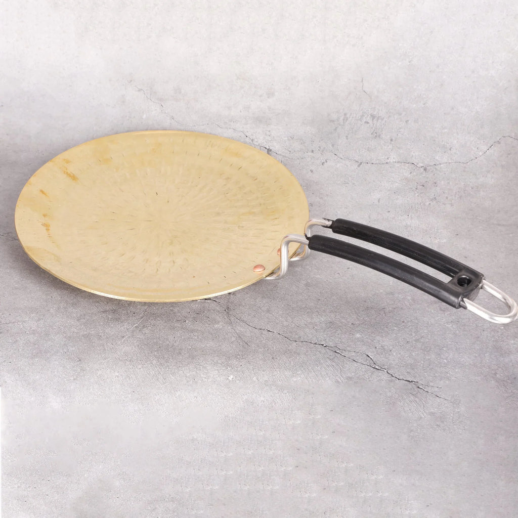 Copper Mart Artisanal Brass Crepe & Flatbread Griddle – Heavy-Gauge Tawa