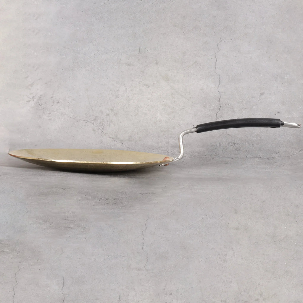 Copper Mart Artisanal Brass Crepe & Flatbread Griddle – Heavy-Gauge Tawa