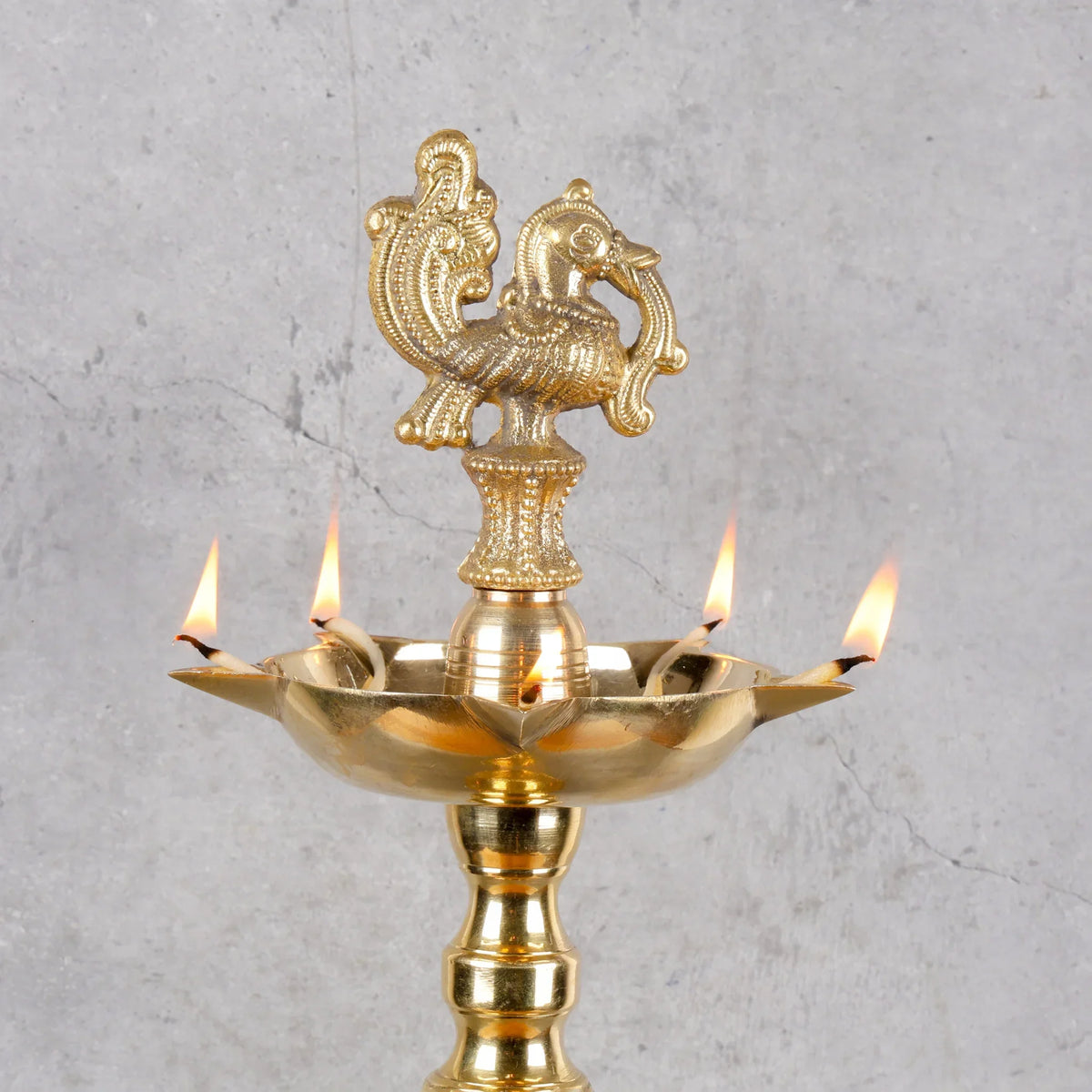 Copper Mart Artisanal Brass Lotus Samai Diya – Traditional Standing Oil Lamp