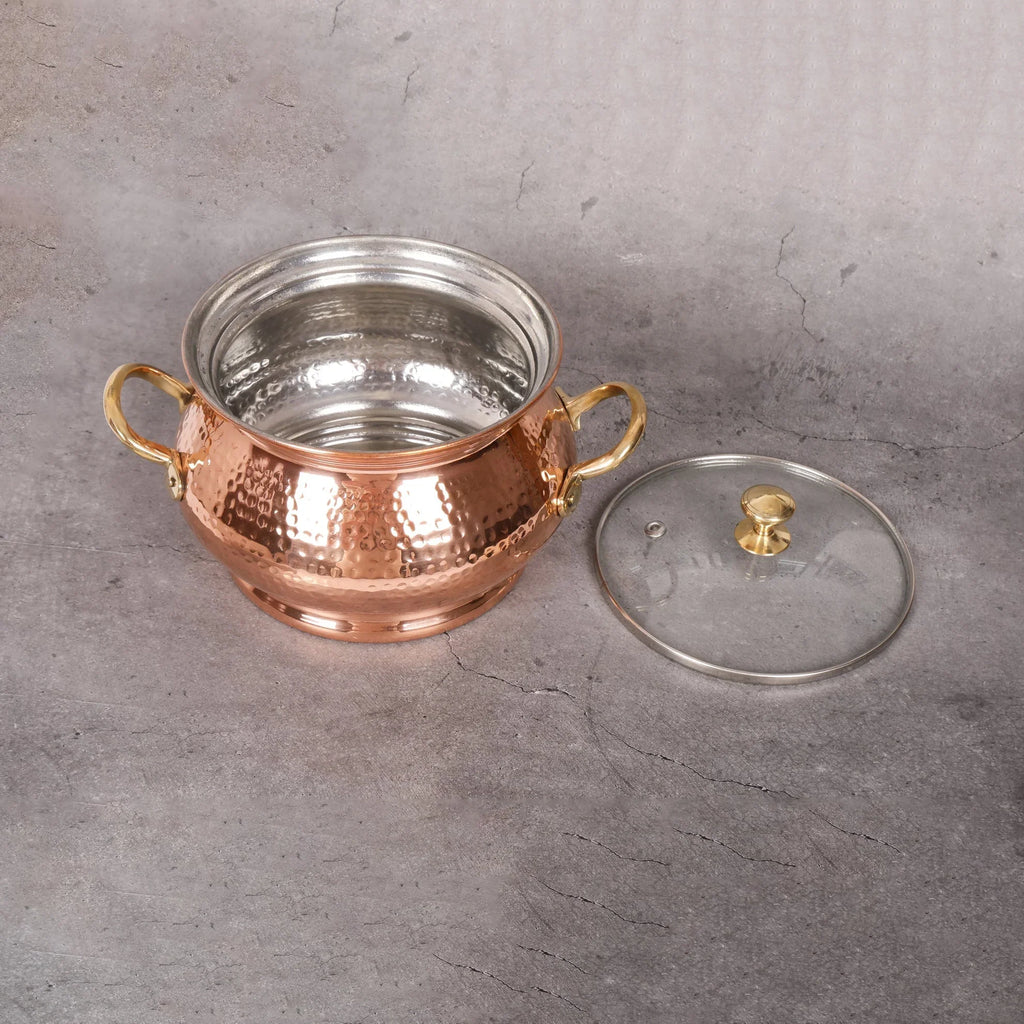 Copper Mart Hammered Copper Serving Casserole (Handi) – Heritage Tableware, Solid Copper
