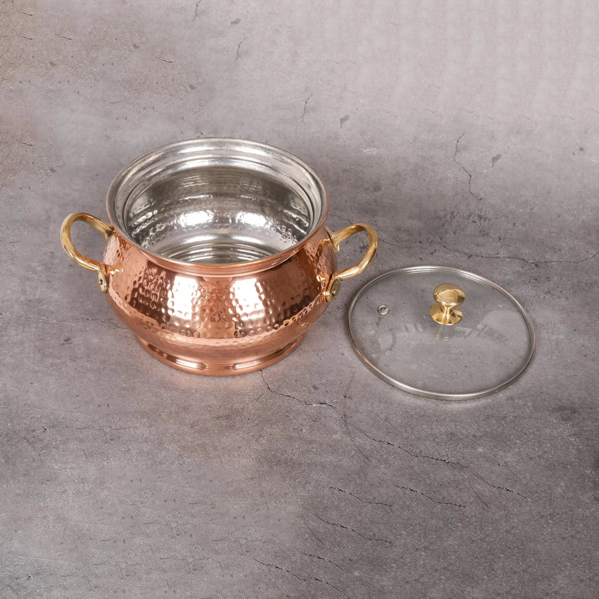 Copper Mart Hammered Copper Serving Casserole (Handi) – Heritage Tableware, Solid Copper