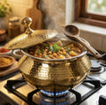 Copper Mart Hand-Hammered Brass Stew Pot (Degchi) – Saucepan with Lid