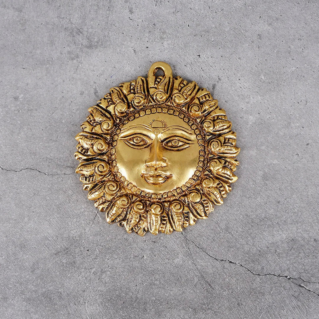 Copper Mart Artisanal Brass Sun Face (Suraj) – Spiritual Wall Sculpture
