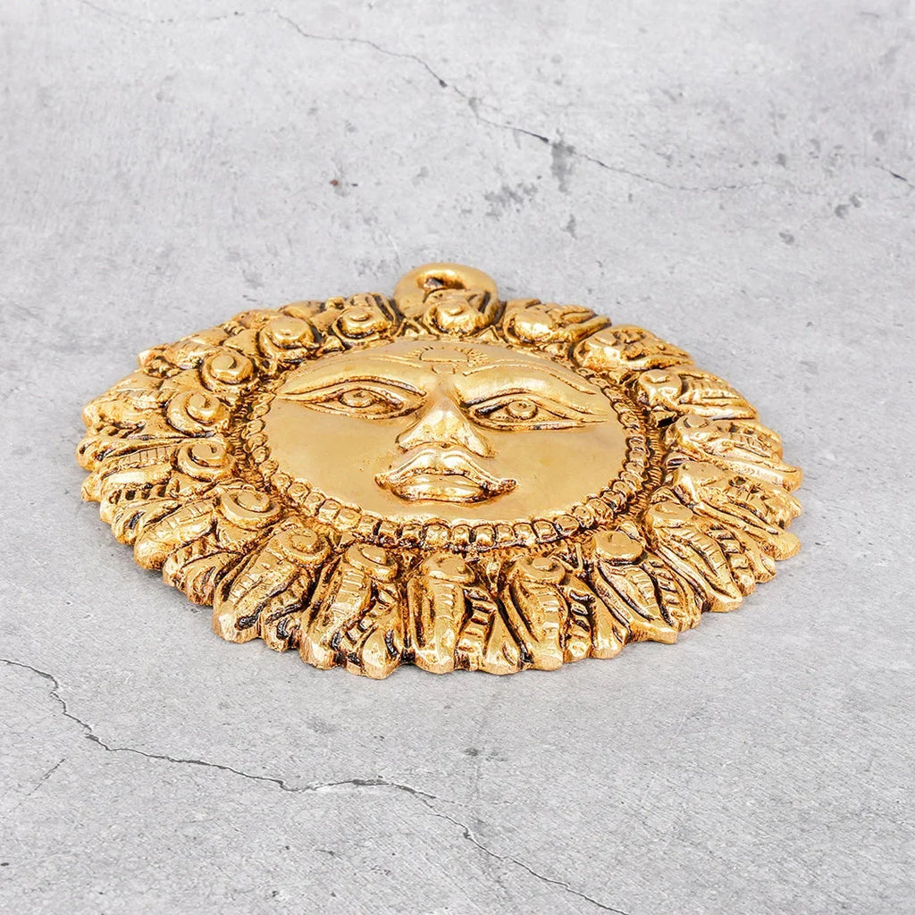 Copper Mart Artisanal Brass Sun Face (Suraj) – Spiritual Wall Sculpture
