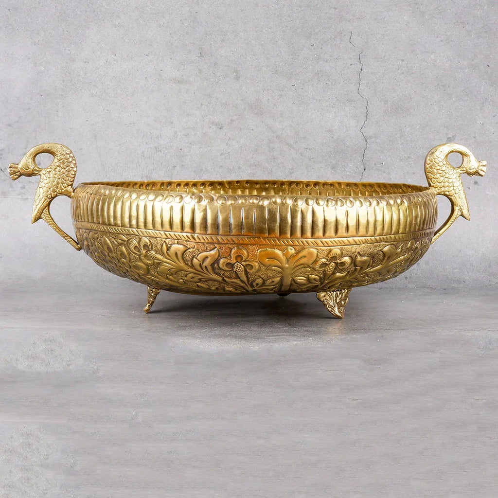 Copper Mart Handcrafted Brass Peacock Urli – Heritage Floating Flower Bowl