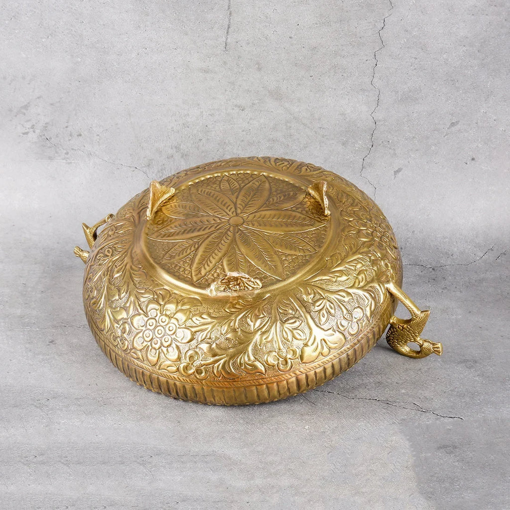 Copper Mart Handcrafted Brass Peacock Urli – Heritage Floating Flower Bowl