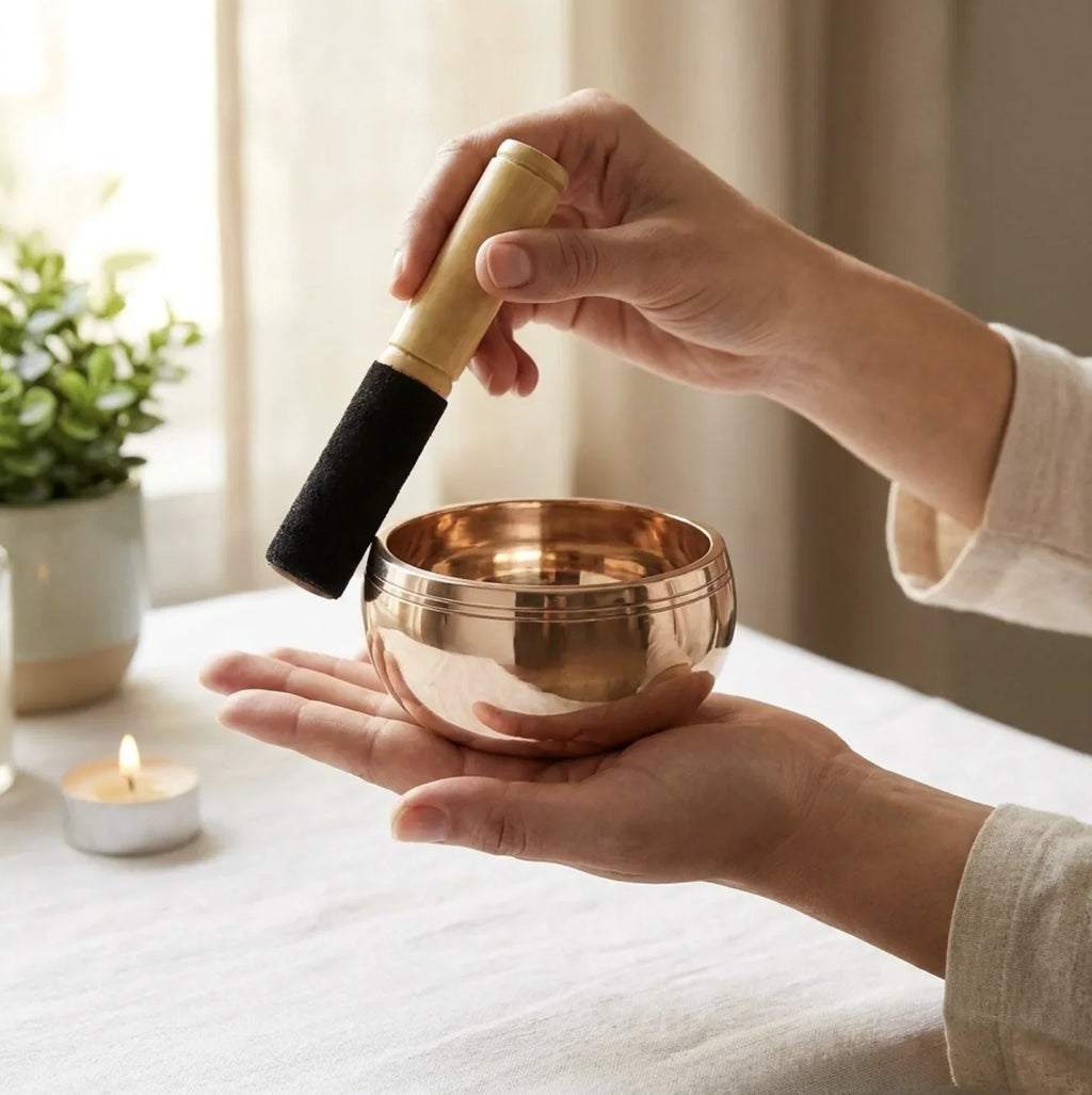 Copper Mart Tibetan Singing Bowl – Hand-Cast Kansa Bronze with Striker & Cushion