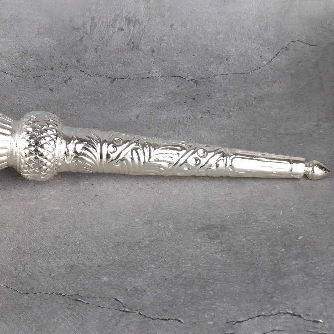 Copper Mart Sacred German Silver Ceremonial Fan (Chawar) – Heritage Ritual Implement