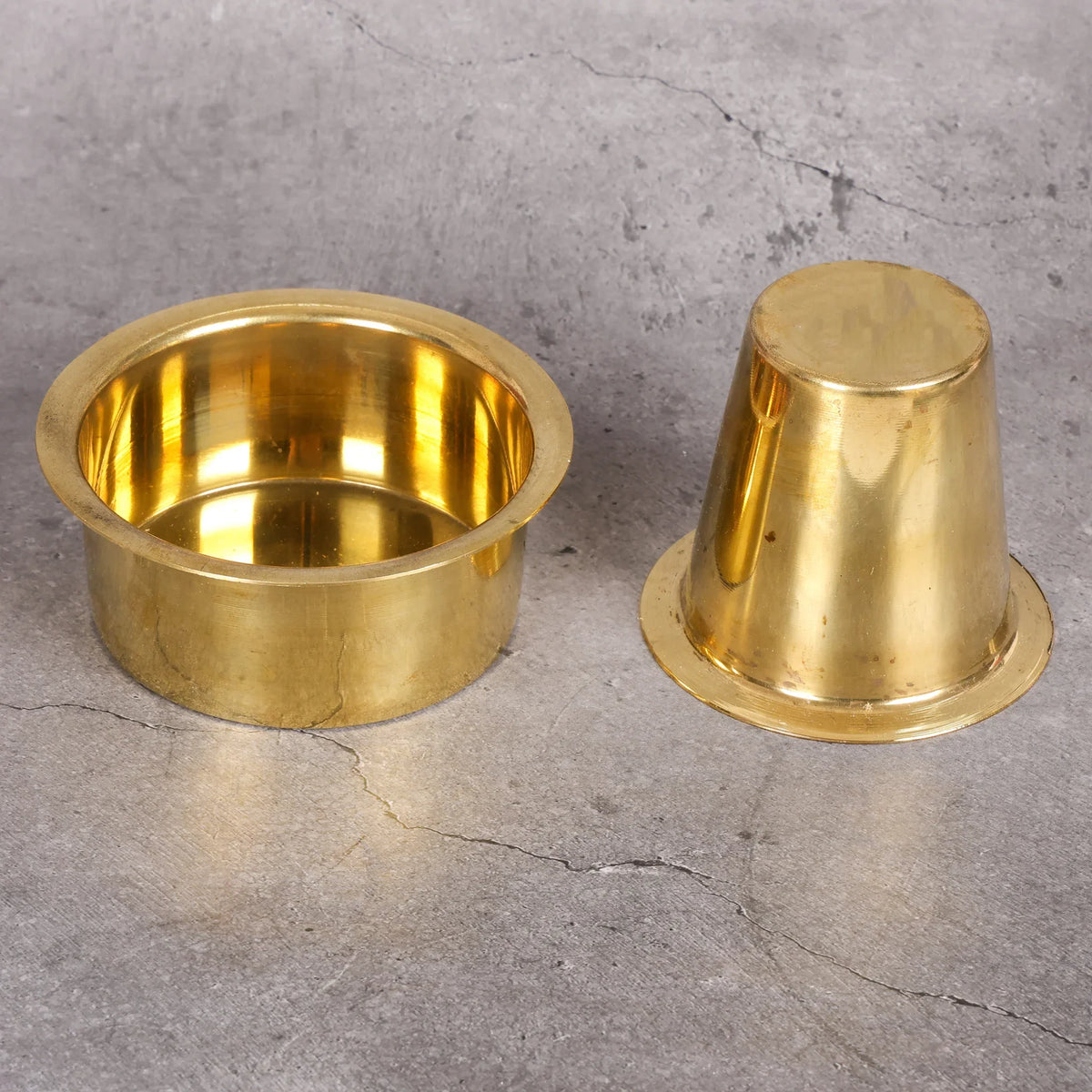 Copper Mart Traditional Brass Coffee Dabra Set – Artisanal Tumbler & Saucer