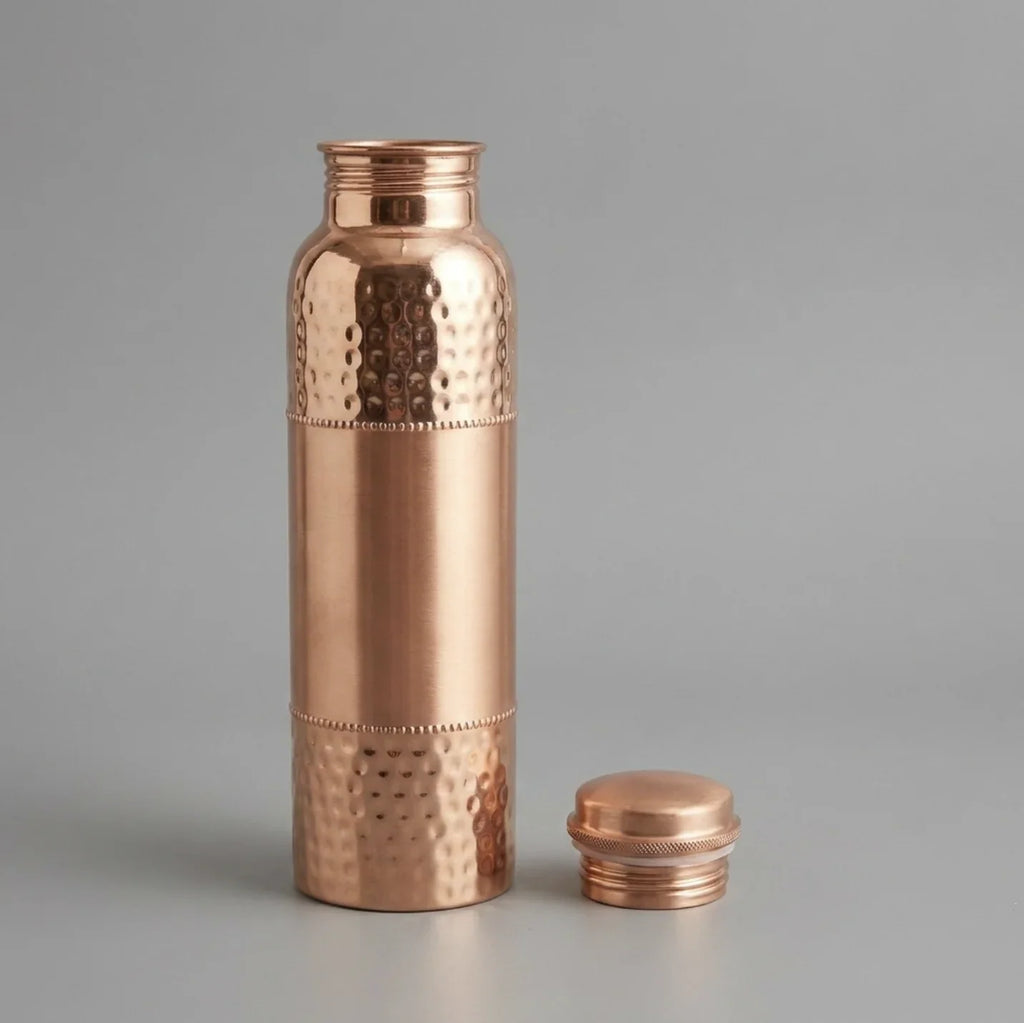Copper Mart Hand-Hammered Copper Water Bottle – 34 oz, Leak-Proof