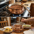 Copper Mart Hammered Copper Serving Casserole (Handi) – Heritage Tableware, Solid Copper