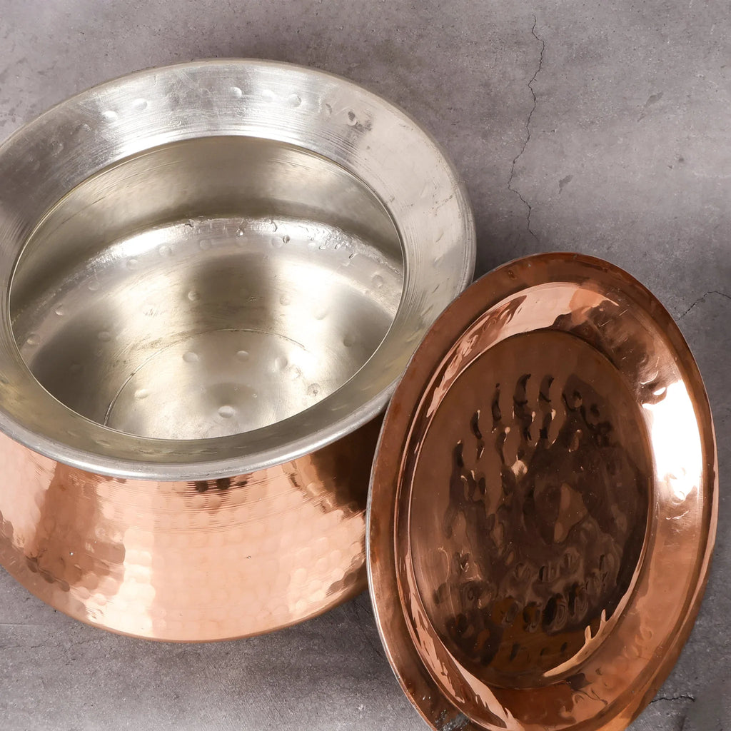 Copper Mart Copper Dutch Oven – Hand-Hammered Pot with Lid, Tin-Lined (Kalai)