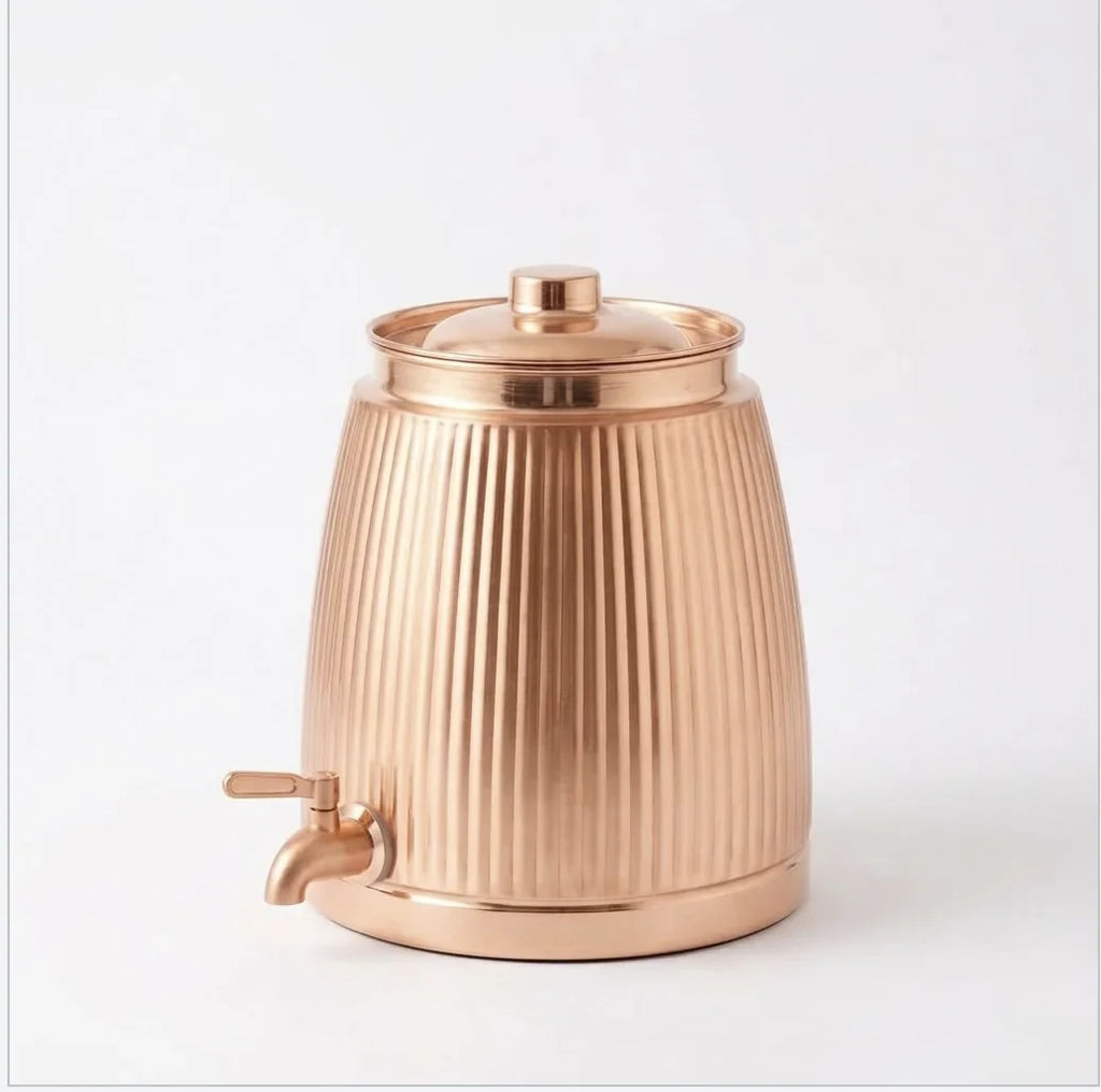 Copper Mart Copper Water Dispenser – 8 L Matka with Brass Tap, Solid Copper