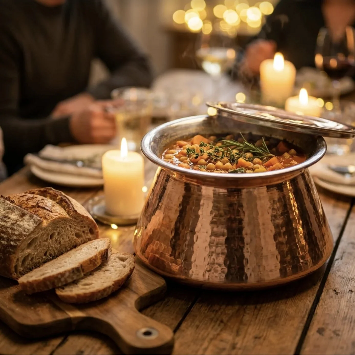 Copper Mart Copper Dutch Oven – Hand-Hammered Pot with Lid, Tin-Lined (Kalai)