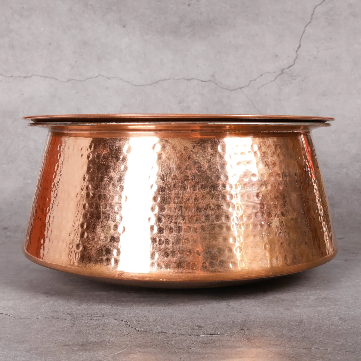 Copper Mart Copper Cooking Pot – Hand-Hammered Rice Pot with Lid, Tin-Lined (Kalai), Solid Copper