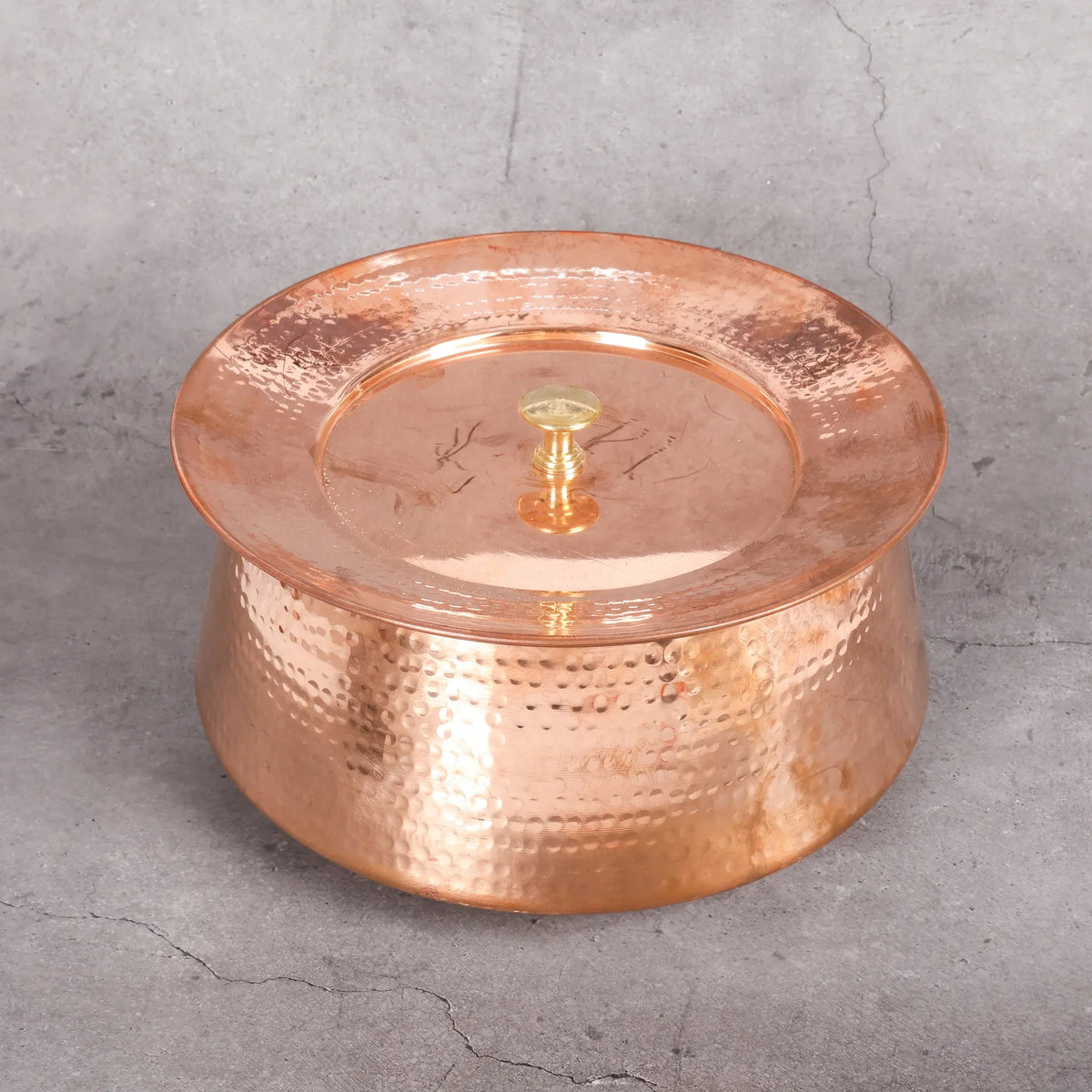 Copper Mart Copper Cooking Pot – Hand-Hammered Rice Pot with Lid, Tin-Lined (Kalai), Solid Copper