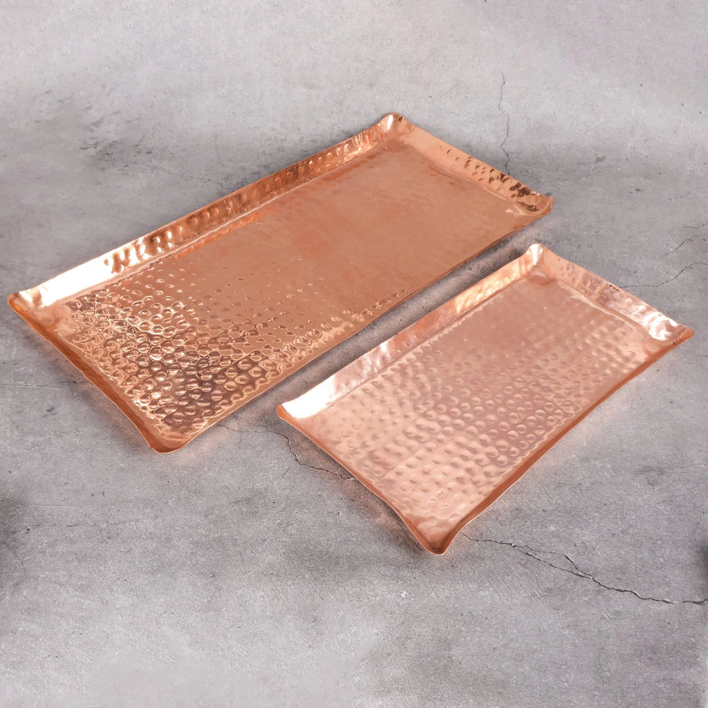 Copper Mart Hand-Hammered Copper Tray – Heritage Serving Platter, Solid Copper