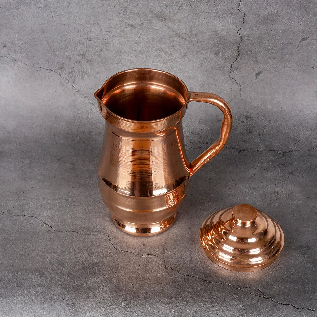 Copper Mart Copper Pitcher – 34 oz Hand-Hammered Water Jug, Solid Copper (Not Plated)